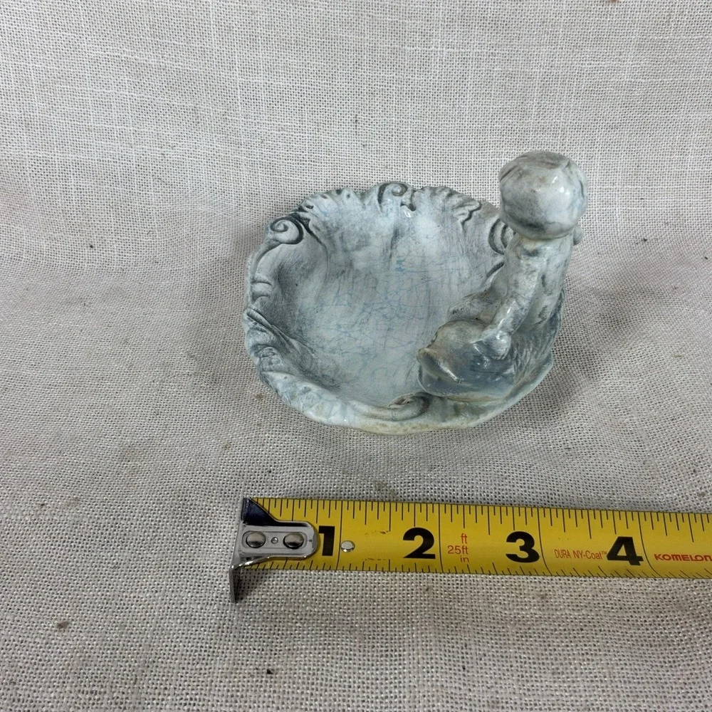 VINTAGE ENESCO Nautical Cherub Boy On Koi Fish Bathroom Soap/Trinket Dish E-4066